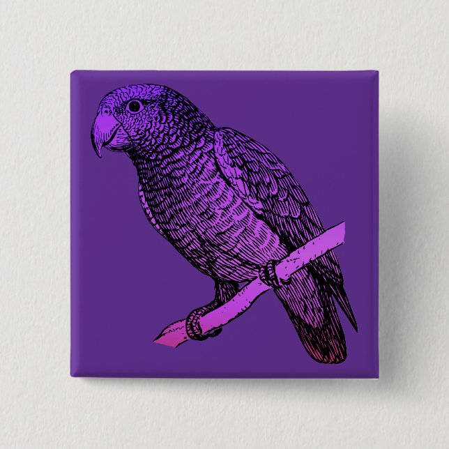 Purple Parrot Pinback Button (Front)