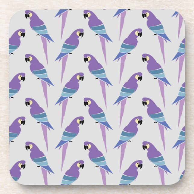 Purple Parrots Drink Coaster (Front)