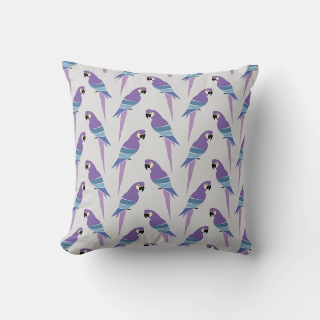Purple Parrots Throw Pillow (Front)