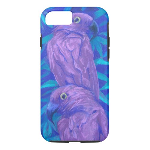 Purple parrots tropical birds animalistic art iPhone 87 case