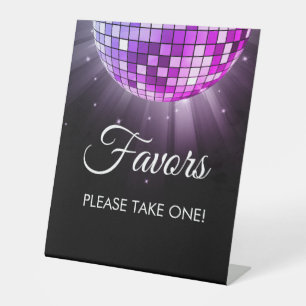 Purple Party Favors 70's Disco Ball Pedestal Sign