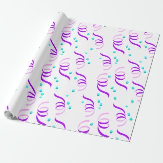 PURPLE PARTY RIBBONS WRAPPING PAPER