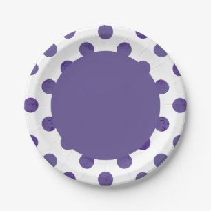 Purple Party Royal Ultra-Violet Grape Polka Dots Paper Plates