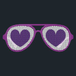 Purple party shades with double heart icons<br><div class="desc">Purple party shades with double heart icons in the eye piece. Funny sunglasses with custom color love icons. Fun prop for friends and family. Wayfarer and Aviator style shape.</div>