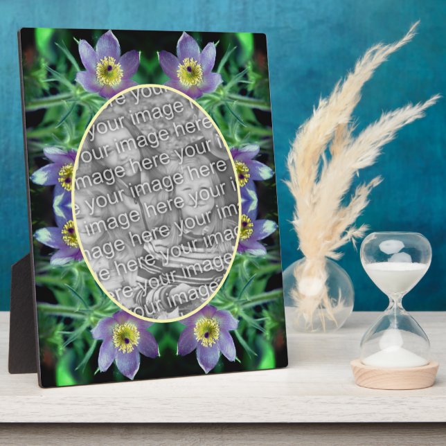 Purple Pasque Flowers Create Your Own Photo Plaque (Side)
