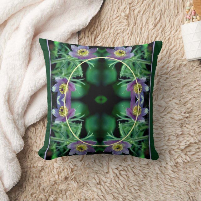 Purple Pasque Flowers Create Your Own Photo Throw Pillow (Blanket)