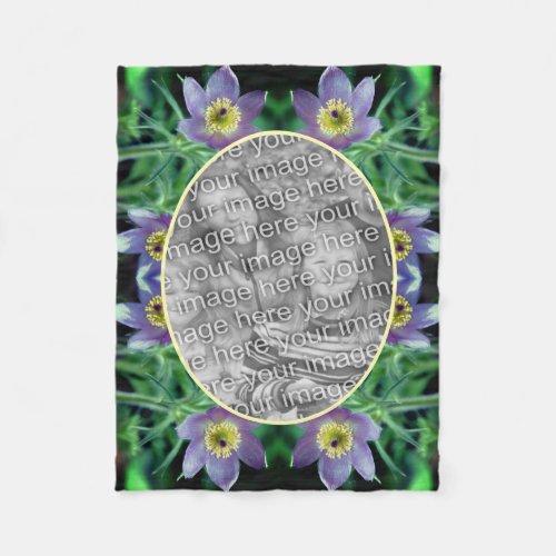 Purple Pasque Flowers Frame Create Your Own Photo Fleece Blanket