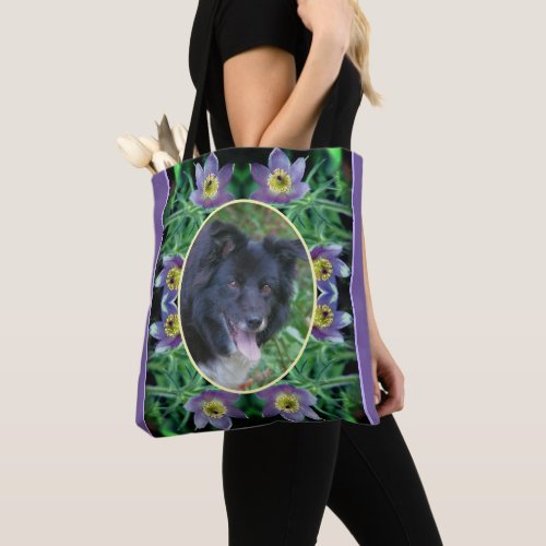 Purple Pasque Flowers Frame Create Your Own Photo Tote Bag