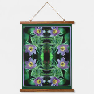 Purple Pasque Spring Flowers Abstract Hanging Tapestry