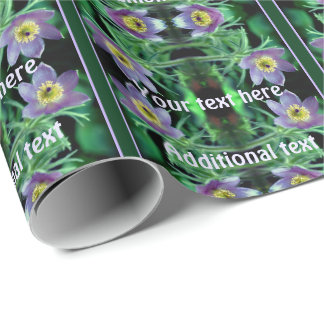 Purple Pasque Spring Flowers Personalized Wrapping Paper