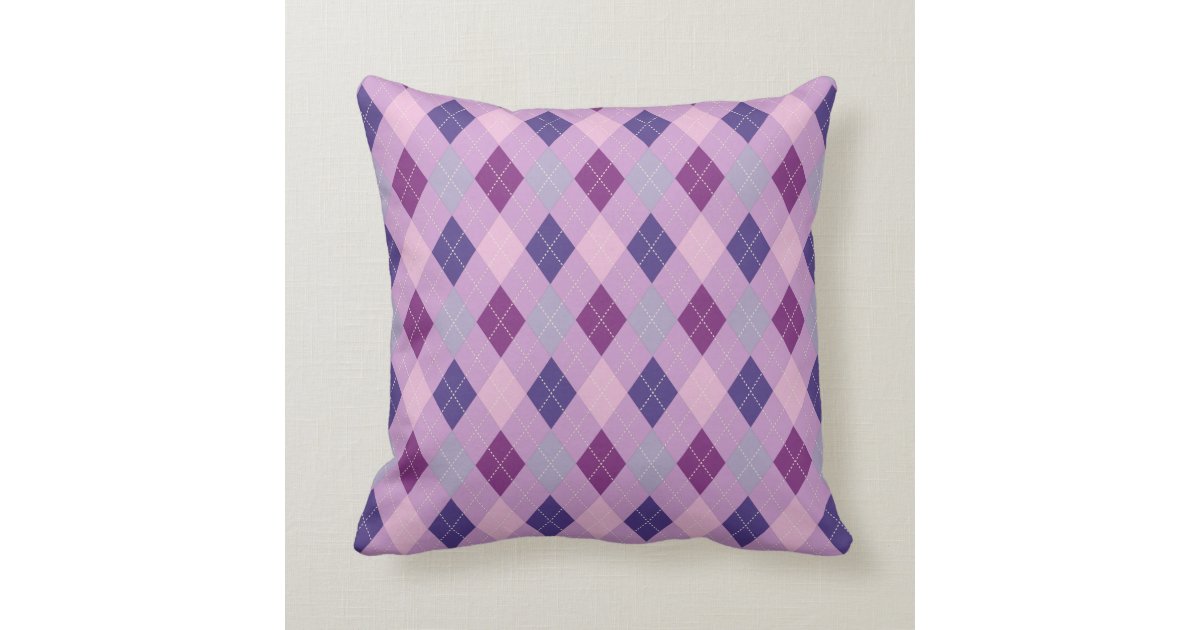 Purple Passion Argyle Two Pattern Reversible Throw Pillow Zazzle Com