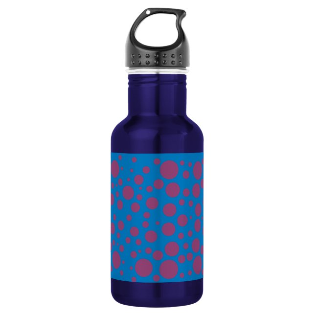 purple passion feeling blue moon circle pattern stainless steel water bottle (Front)