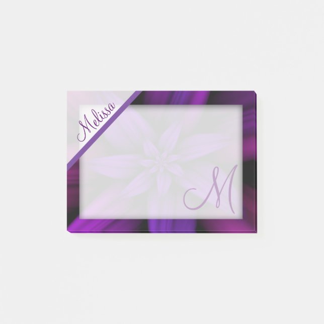 Purple Passion Floral Monogram Post-it Notes (Front)