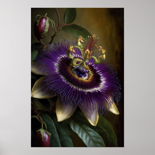 Purple Passion Flower Art Print Poster