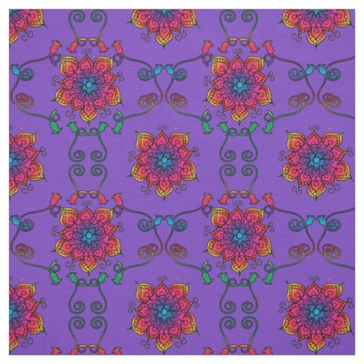 Purple Passion Flowers | Boho Style Fabric