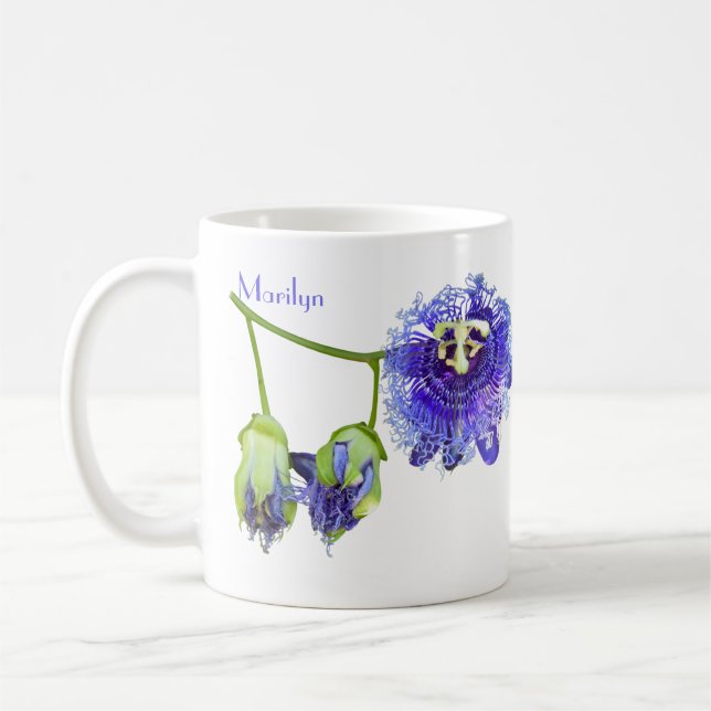 Purple Passion Flowers  Coffee Mug (Left)