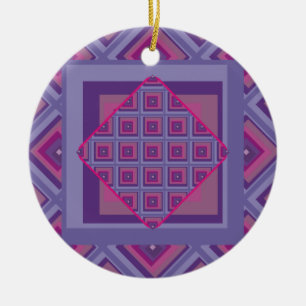 Purple passion lavender fields diamond pattern art ceramic ornament