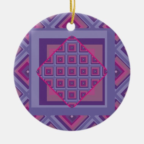 Purple passion lavender fields diamond pattern art ceramic ornament