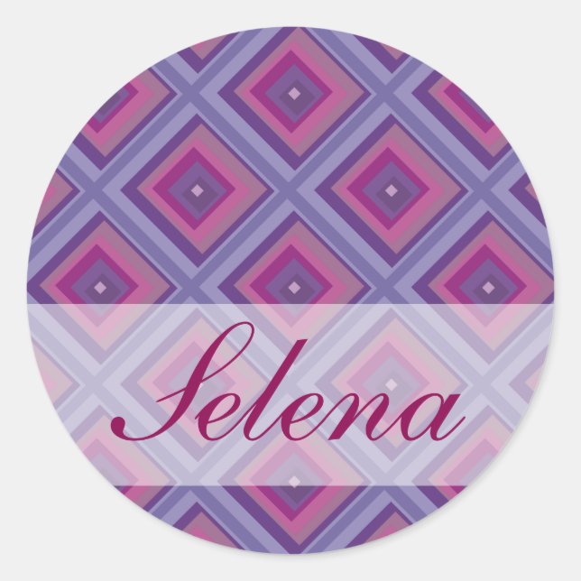 purple passion lavender fields diamond pattern art classic round sticker (Front)