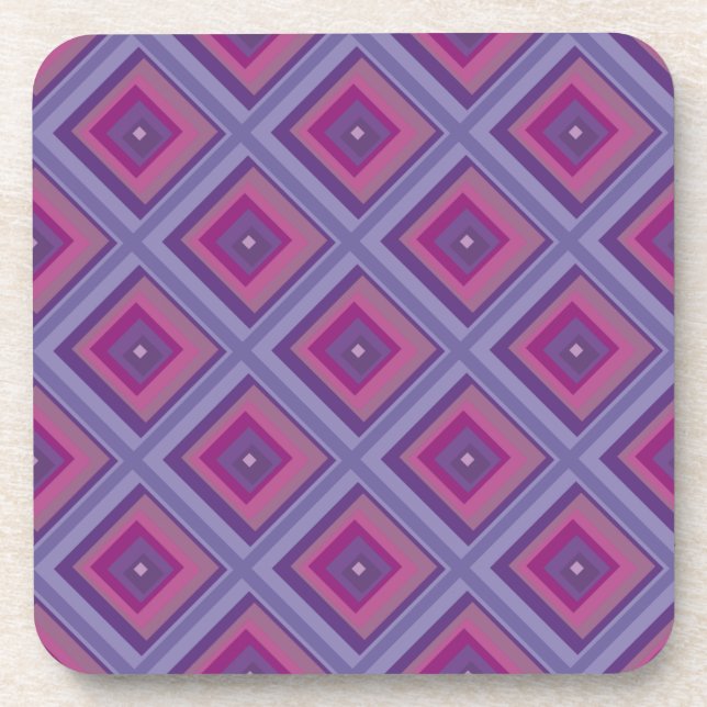 purple passion lavender fields diamond pattern art drink coaster (Front)