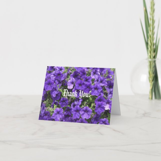 Purple Passion Petunias Thank You Card (Front)