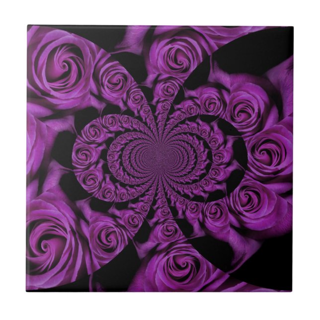Purple Passion: Royal Romance Roses Ceramic Tile (Front)