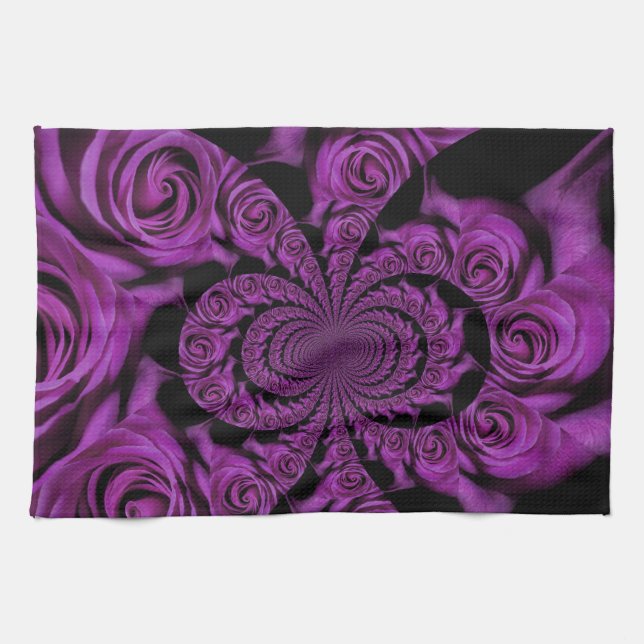 Purple Passion: Royal Romance Roses Customized Towel (Horizontal)