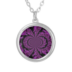 Purple Passion: Royal Romance Roses Silver Plated Necklace
