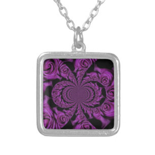 Purple Passion: Royal Romance Roses Silver Plated Necklace