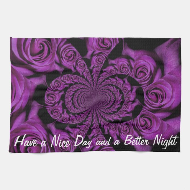 Purple Passion: Royal Romance Roses Towel (Horizontal)