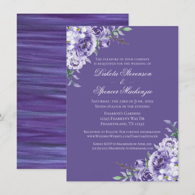 Purple Passion | Violet Lavender Plum Brushstroke Invitation (Front/Back)
