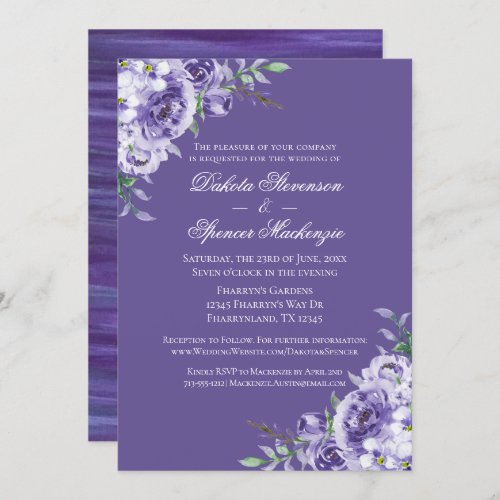 Purple Passion  Violet Lavender Plum Brushstroke Invitation