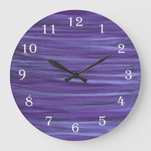 Purple Passion  Violet Lavender Plum Brushstroke Large Clock