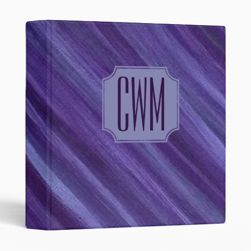 Purple Passion  Violet Plum Brushstroke Monogram Binder