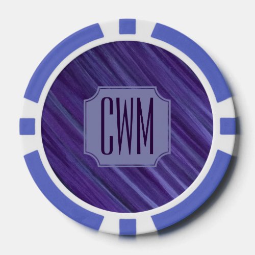 Purple Passion  Violet Plum Brushstroke Monogram Poker Chips