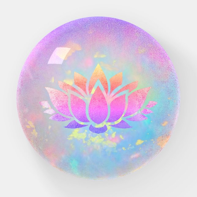 purple pastel blue orange lotus paperweight (Front)