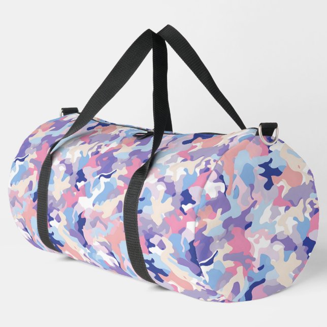 Purple Pastel Camouflage Duffle Bag (Left Corner)