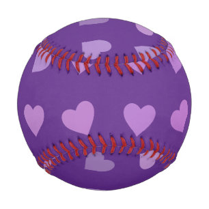 PURPLE PASTEL COLORED HEARTS BASEBALL