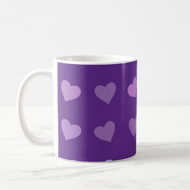 PURPLE PASTEL COLORED HEARTS   COFFEE MUG (Left)
