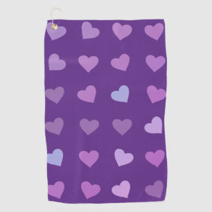 PURPLE PASTEL COLORED HEARTS GOLF TOWEL