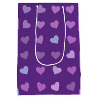 Purple Passion Watercolor Hearts Medium Gift Bag, Zazzle