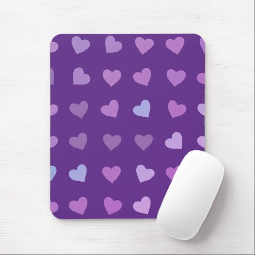 PURPLE PASTEL COLORED HEARTS    MOUSE PAD
