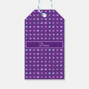 PURPLE PASTEL COLORED HEARTS PERSONALIZED      GIFT TAGS