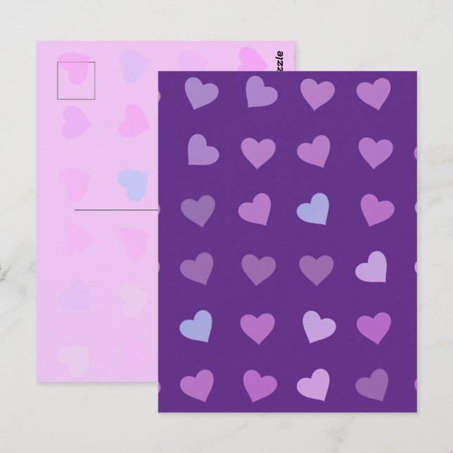 PURPLE PASTEL COLORED HEARTS    POSTCARD (Front/Back)