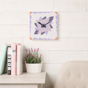 Purple pastel Decorative colorful tile Square Wall Clock