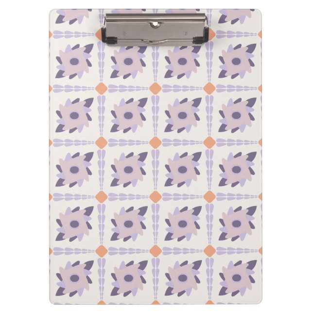 Purple Pastel Decorative Tile Pattern Clipboard (Front)