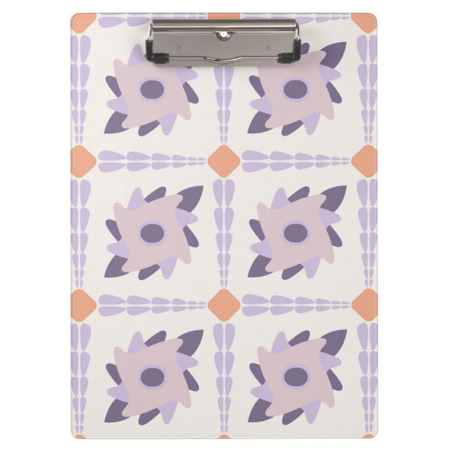 Purple Pastel Decorative Tile Pattern Clipboard (Front)
