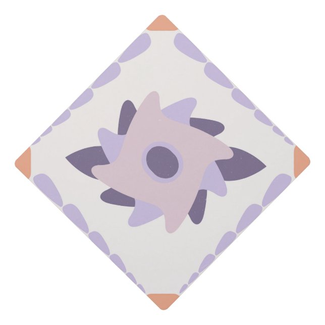 Purple Pastel Decorative Tile Pattern Graduation Cap Topper (Front)