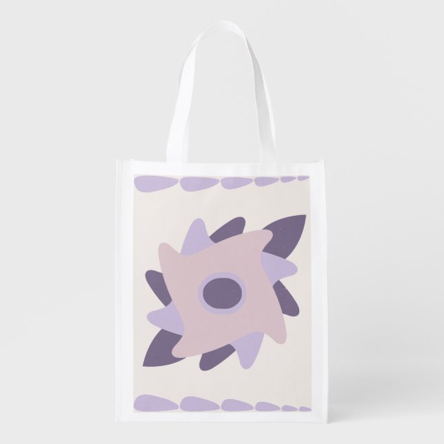 Purple Pastel Decorative Tile Pattern Grocery Bag (Front)
