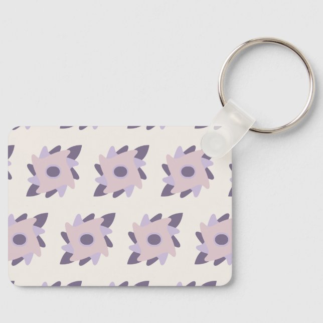 Purple Pastel Decorative Tile Pattern Keychain (Front)